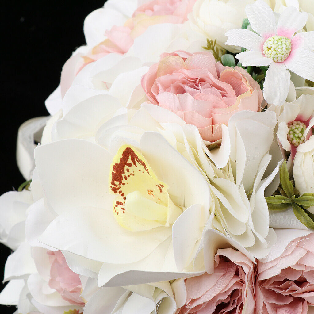 Bridal Flowers Bouquet Artificial Flower Lace And Pearls Decor for Valentine's