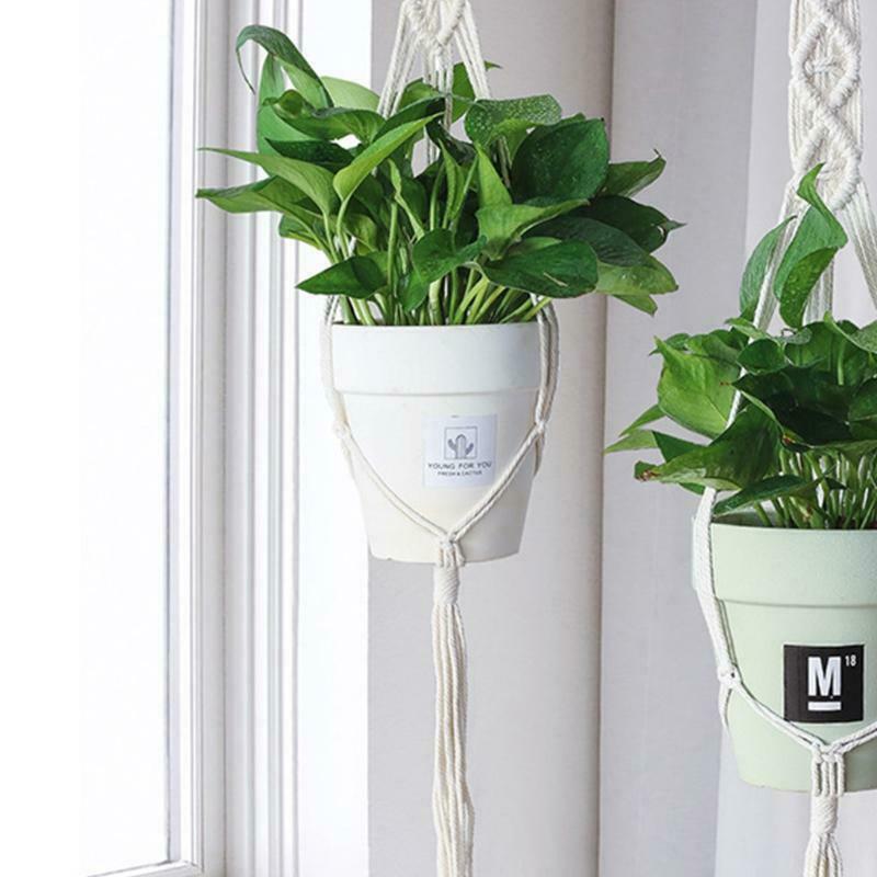 Macrame Plant Pot Hanger Cotton Woven Hanging Basket Flowerpot Lift Rope Decor