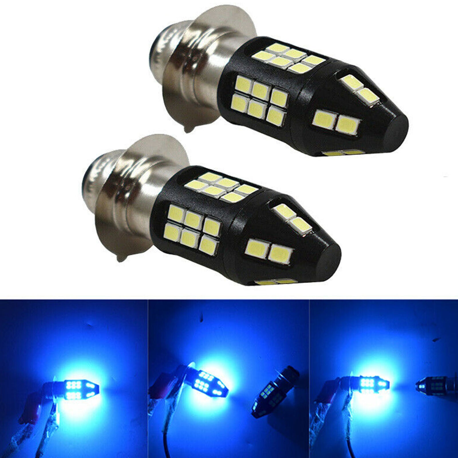 2x H6M Ice Blue 8000K LED Headlight Bulbs For Yamaha Raptor 700 700R 2006-2018