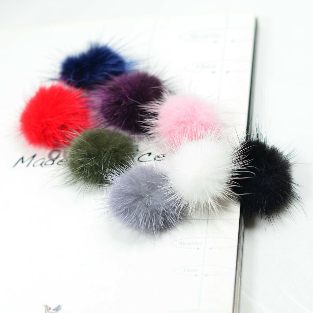 8pcs Mini Fur PomPom KeyChain Bags Hair Bulb Pendants for women Lovely Fluffy