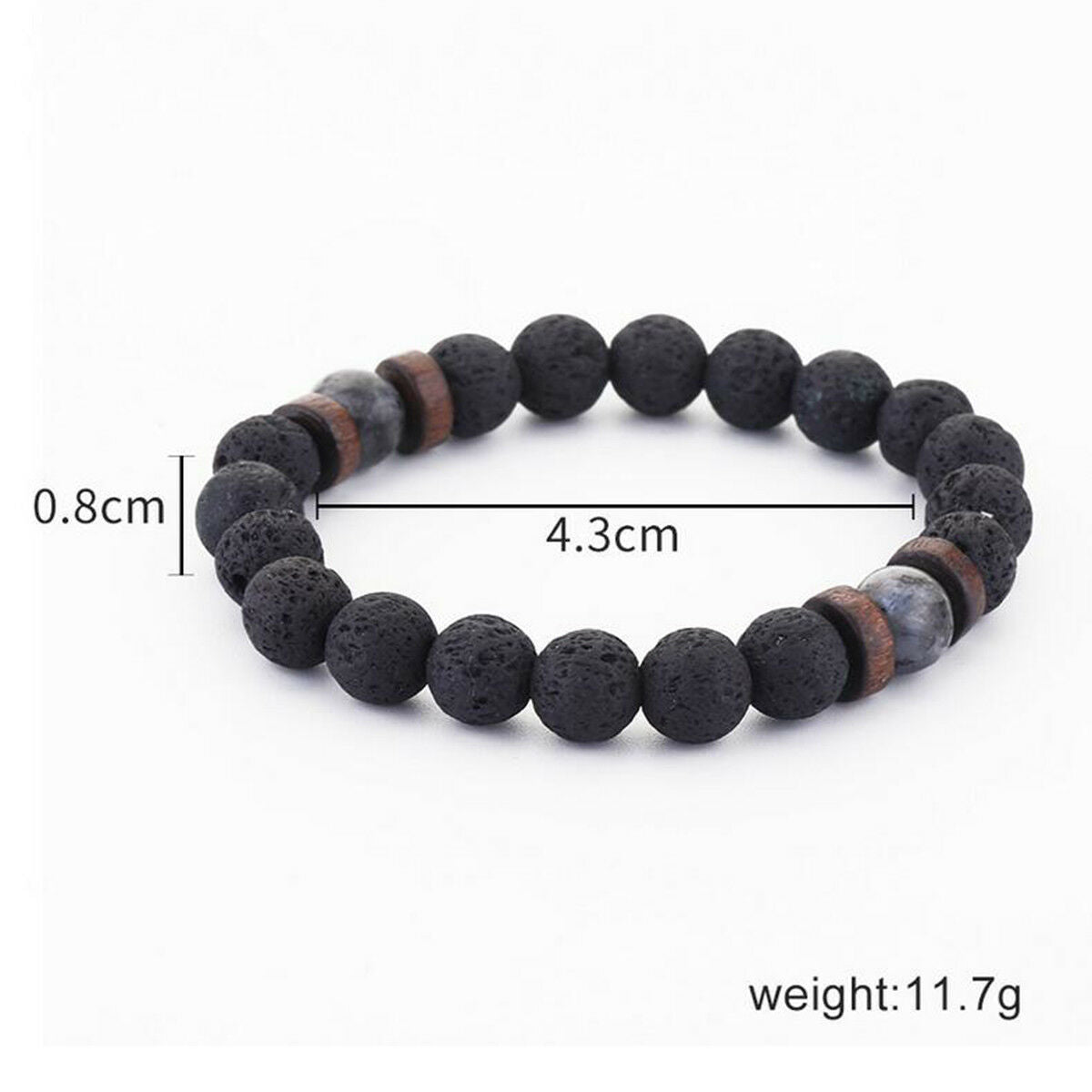 Men Women Natural Stone 8mm Lava Rock Bracelet Elastic Yoga Beads Bracelet