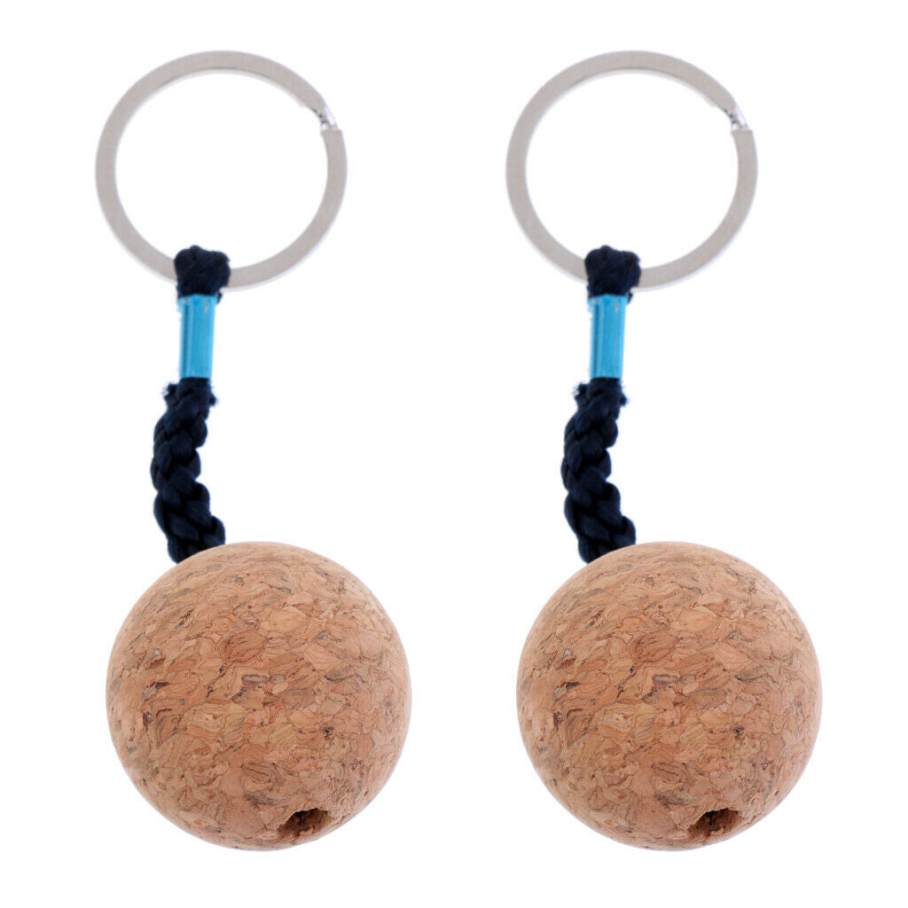 2x Safety 3.5cm Floating Cork Keyring Buoyant Key Ring Water Float Key Chain