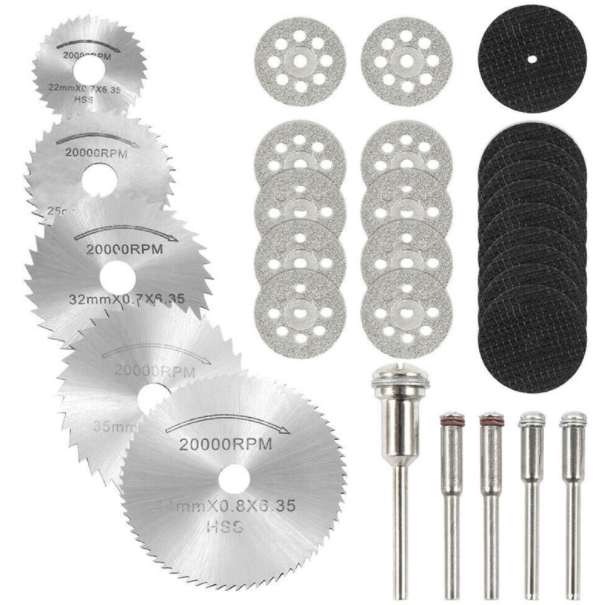 30Pcs Cutting Wheel Set for Mini Drill Dremel Rotary Tool Accessories w/ Mandrel