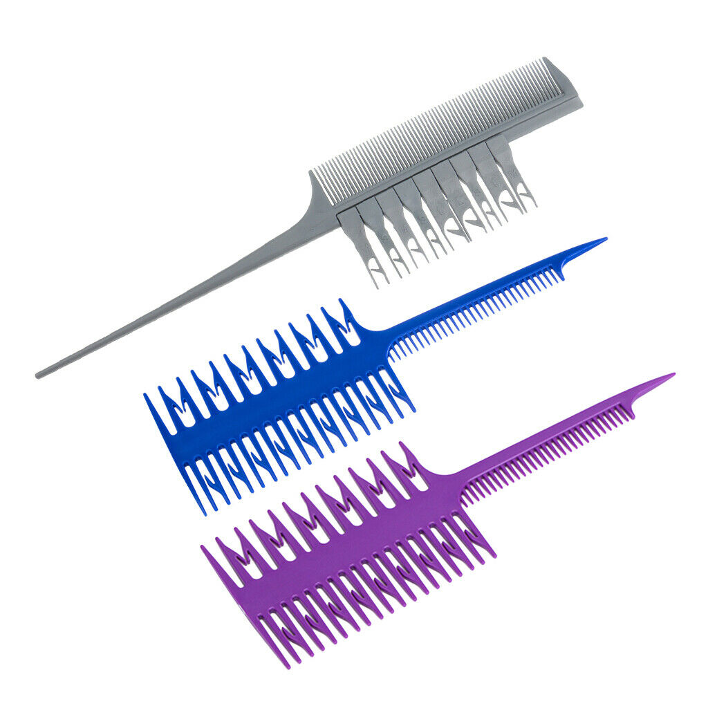 Salon 3-Way/2 Way Weaver Weaving Comb Hair Dyeing Sectioning Highlighting 3x