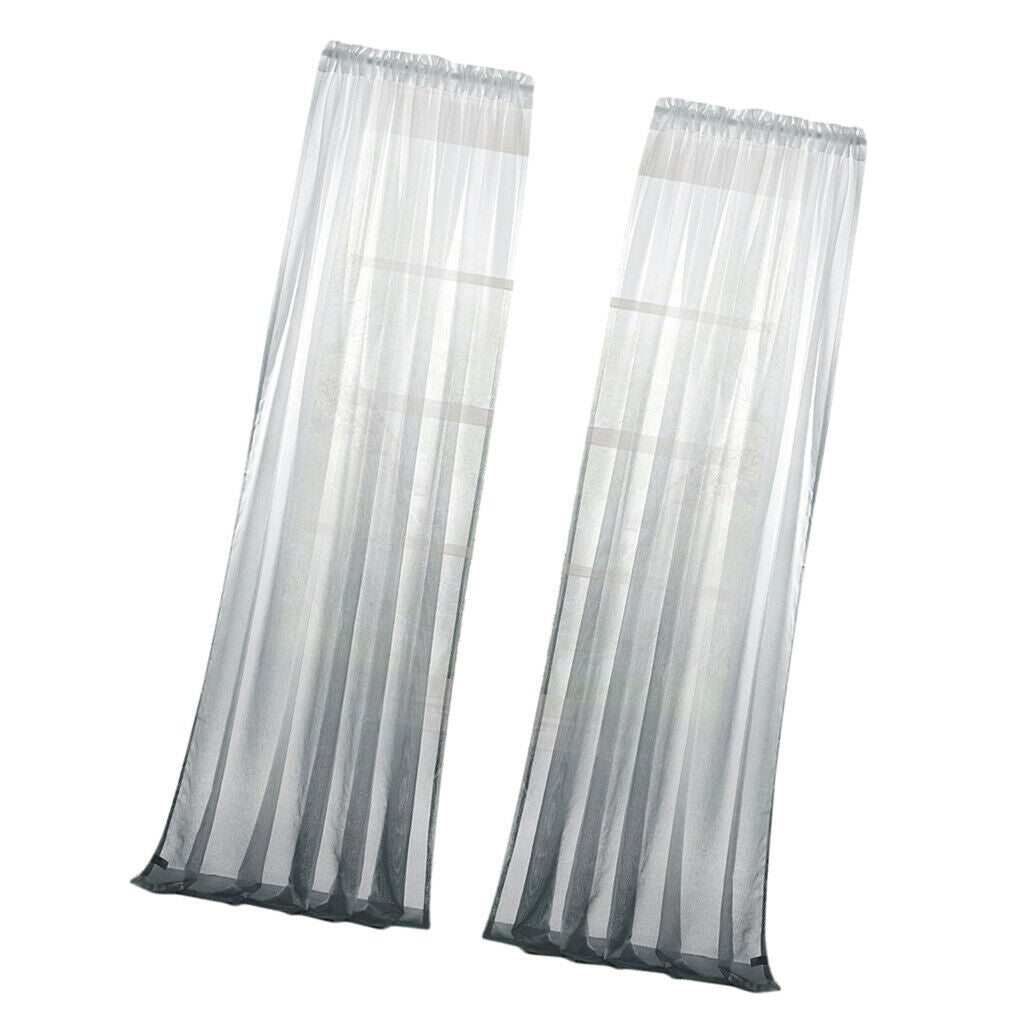2pcs Curtain Voile Transparent Curtains Living Room Eyelet Scarf Decorative