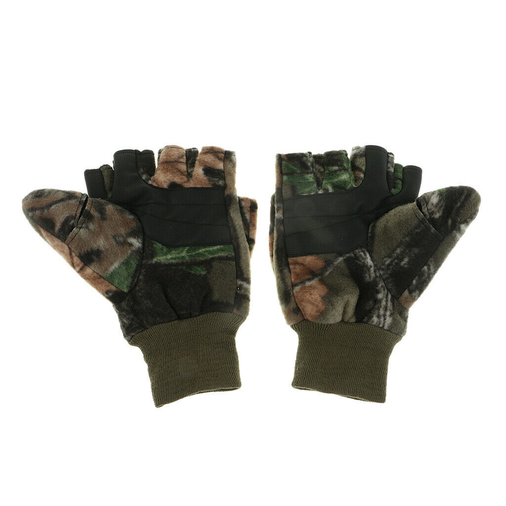Convertible Fingerless Gloves with Mitten Cover for Fishing Hunting Cycling