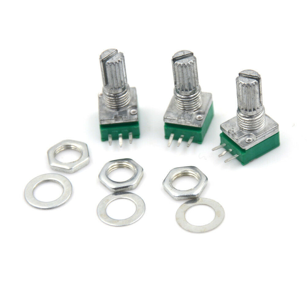 3pcs Knurled Shaft Single Linear B 10K ohm Rotary Potentiometer RK097N xiKZU Qx