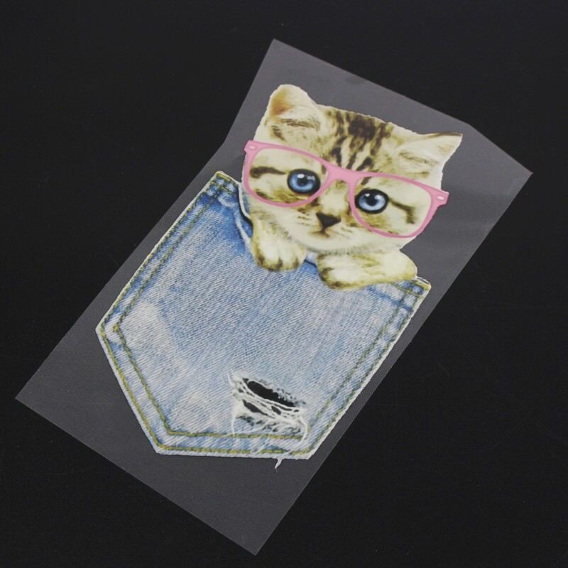 Bag Cat Pattern Patch Ironing Stickers Heat Transfer Iron On Patches DIY Decor