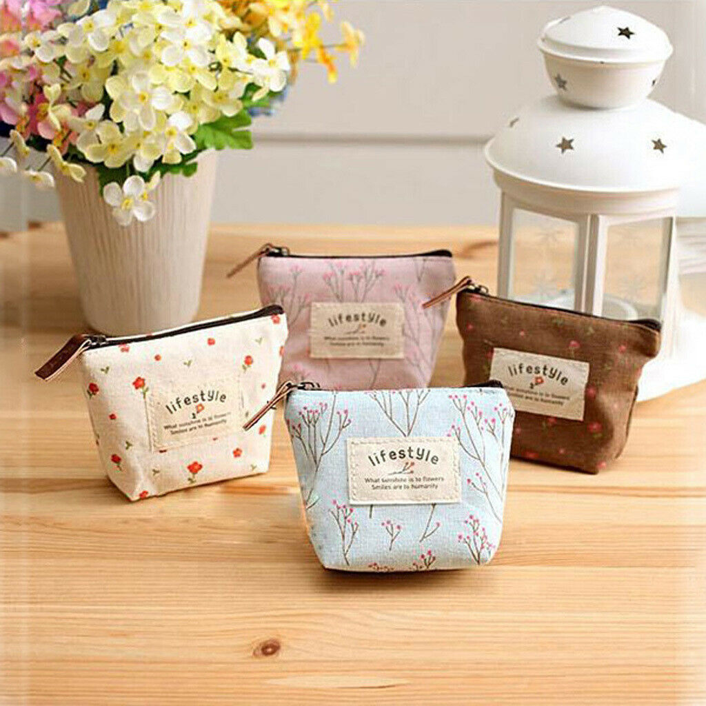 2pieces Girls Lady Coin Purse Bag Change Bag of Flower Pattern