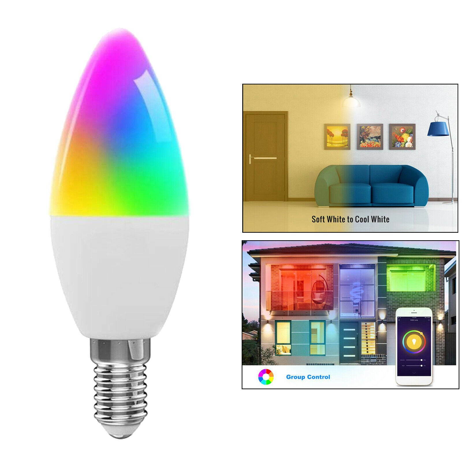 Aluminum Wifi RGBCW Smart Light Bulb 5W 300LM E14  Dimmable Lamp for Alexa