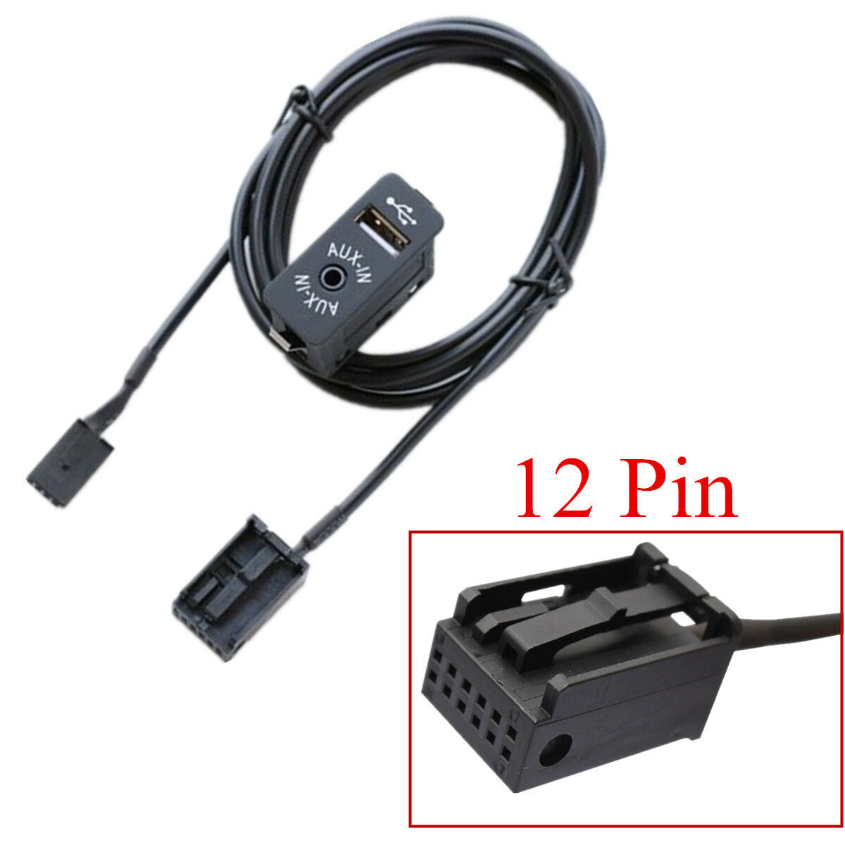 12 Pin  AUX USB Interface Port Panel For BMW E39 E53 X5 Z4 E85 E86 X3 E83