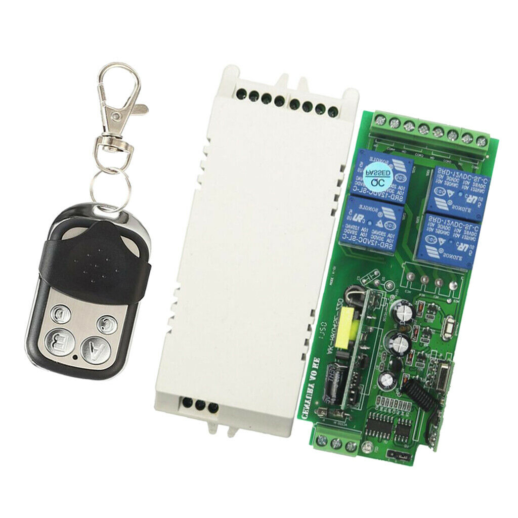 AC 220V Remote Control Switch Wireless Relay Receiver Metal Push Cover 4-key