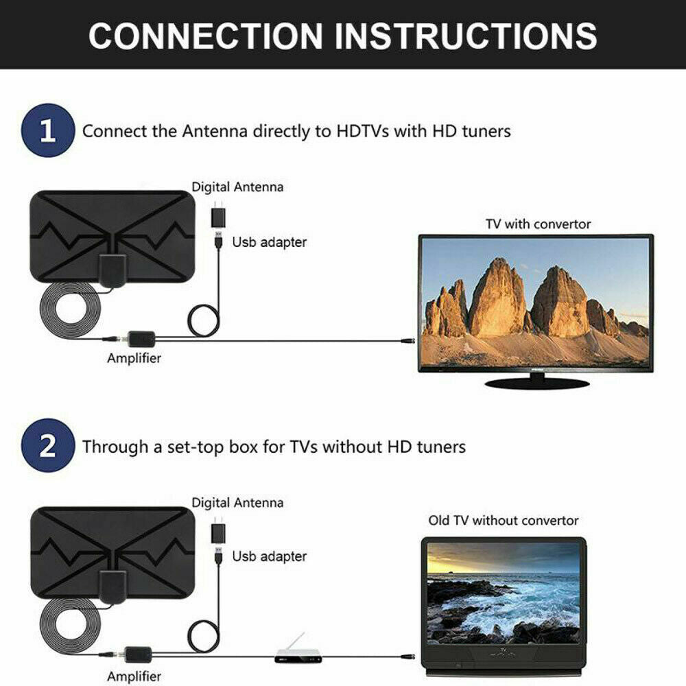 Newest 3600 Miles TV Antenna Upgraded HDTV Indoor Digital Amplified 4K 1080P