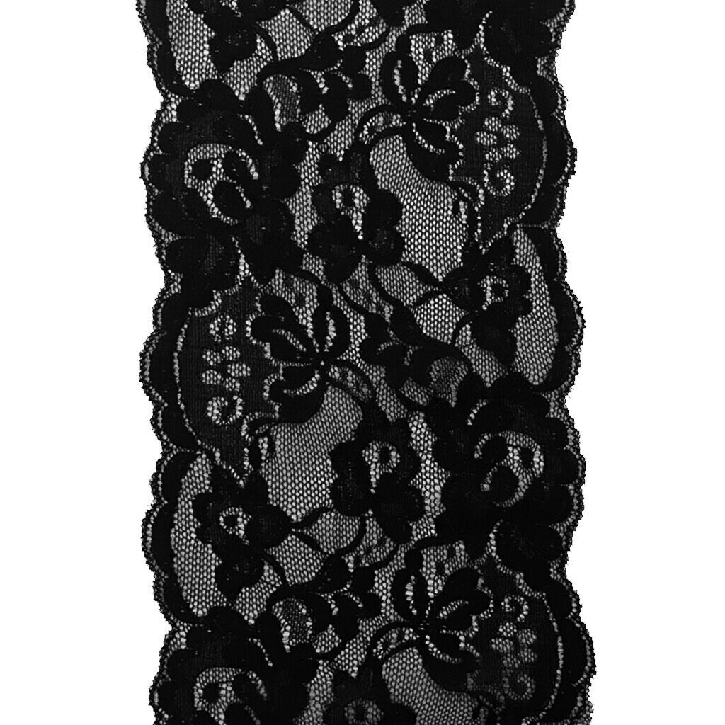5Yd 15cm Soft Stretch Floral Lace Ribbon Trim Lace Fabric DIY Headband Black