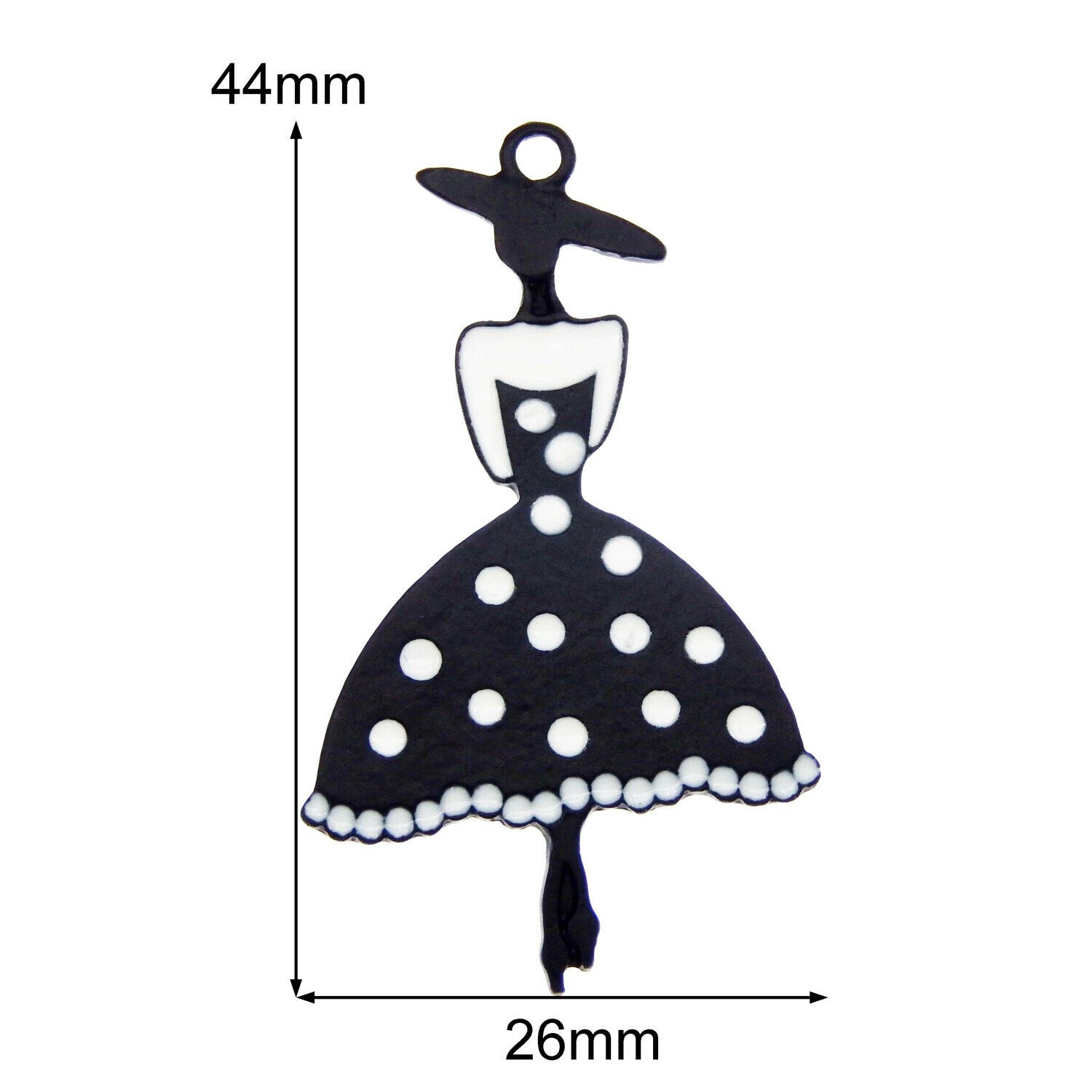 16PCS 44x26mm Black Fashion Girl Alloy Enamel Charms Pendant DIY Findings Crafts