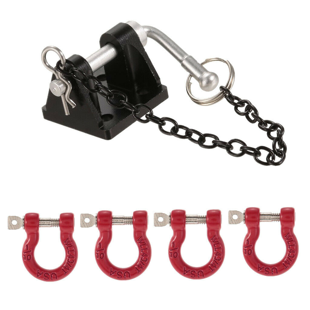 Metal RC Tow Shackle Trailer Hook Set for 1/10 SCX10 90046 D90 RC Crawler