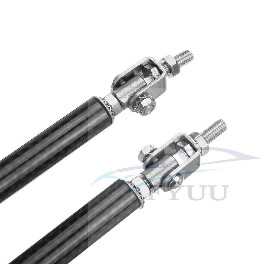Adjustabl 200mm Front Bumper Lip Splitter Strut Rod Tie Support Bar Carbon Fiber
