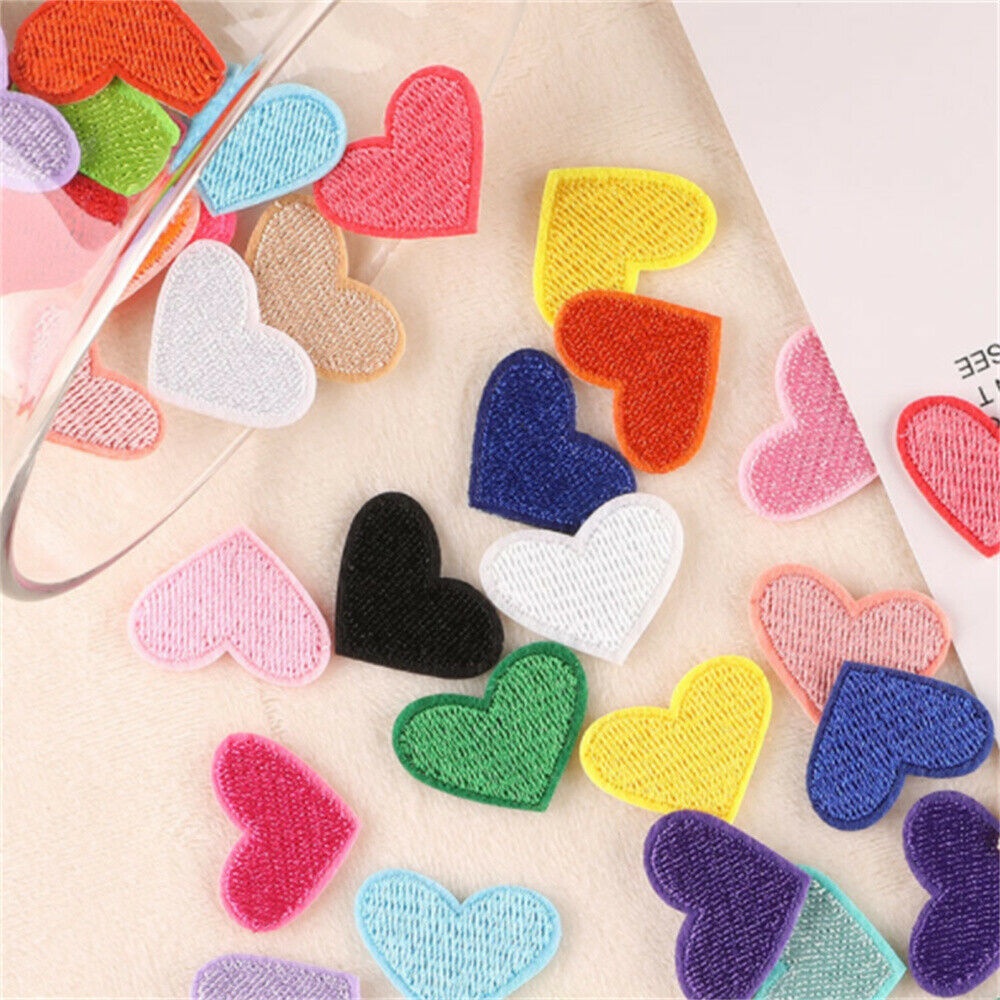 20 Mix Lot Sew On Patches Fabric Hearts For Crafts Embellishments Decors 20x26mm