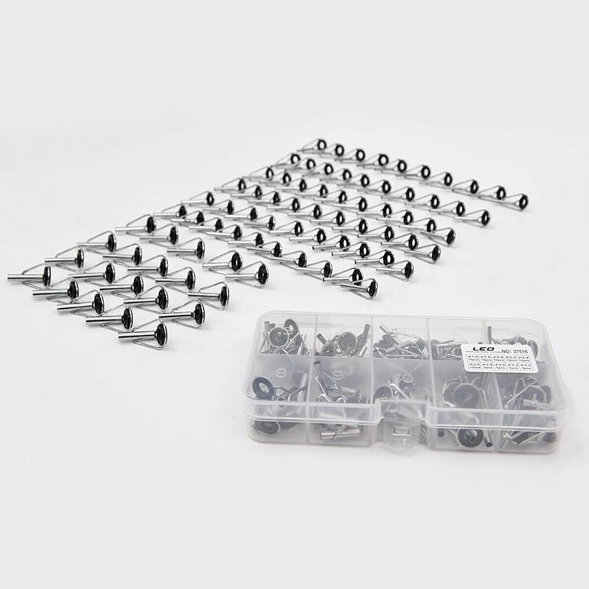 80PCS Ceramic Fishing Rod Guide Tips Top Eye Rings Line Repair Kit 10 Sizes set