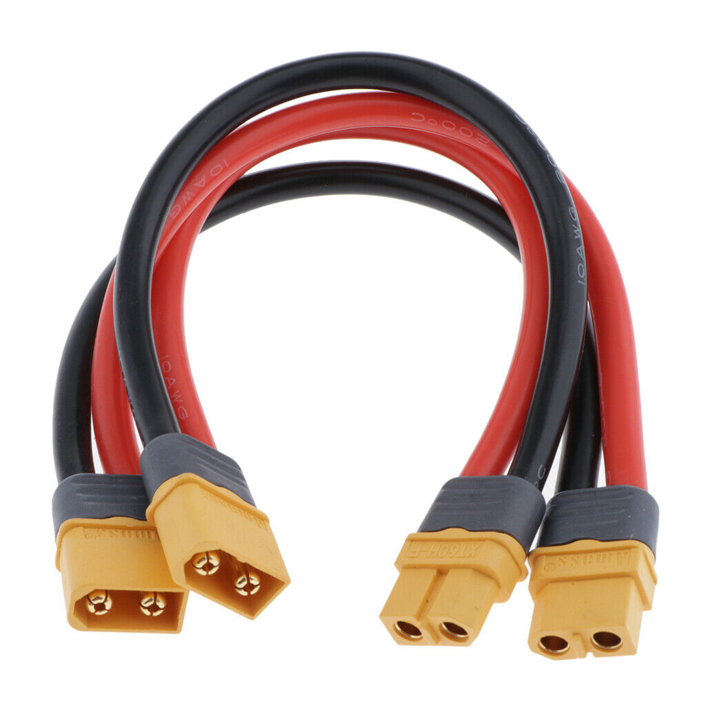 Pack of 2 RC Battery 10AWG XT60 Plug Male Female Extension Cable Wire 7.87''