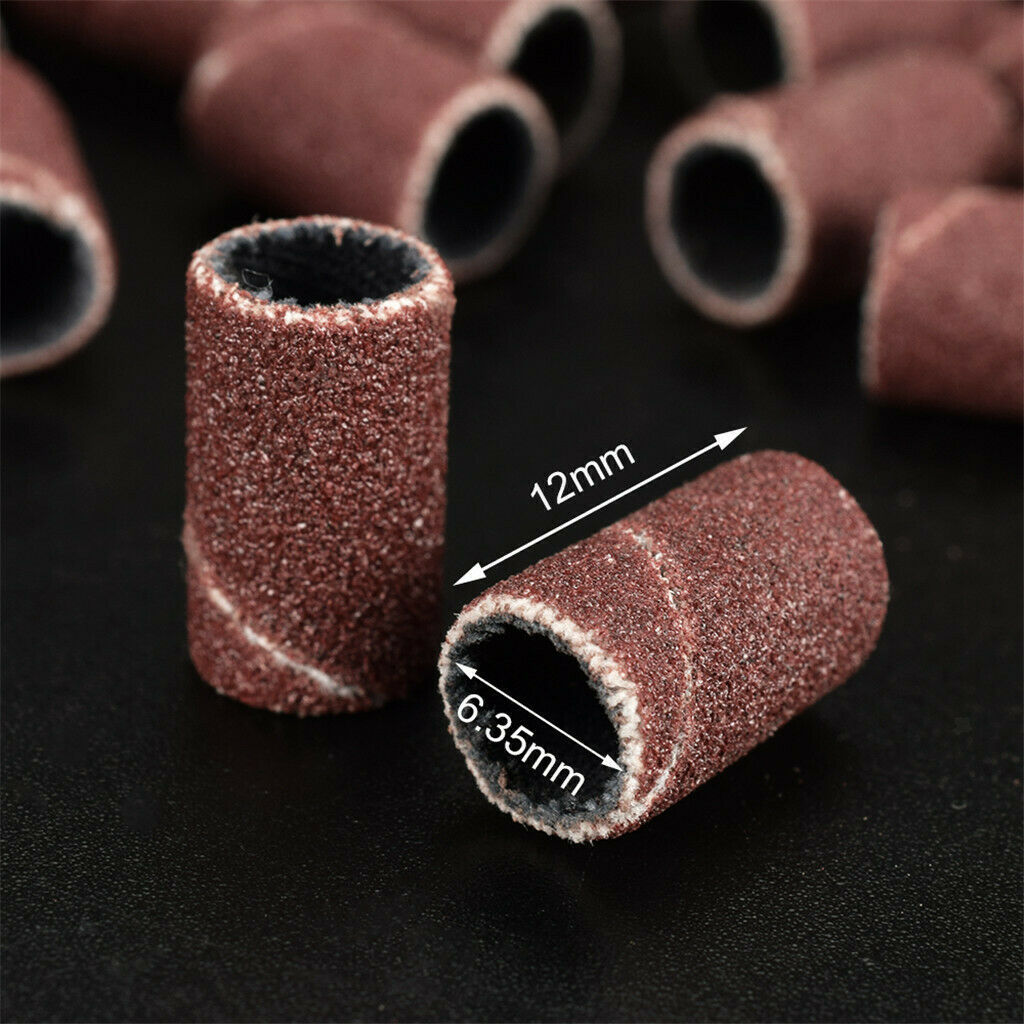 100Pcs Professional Sanding Roll Drill Bands for Nail Manicure 180 Grit Files