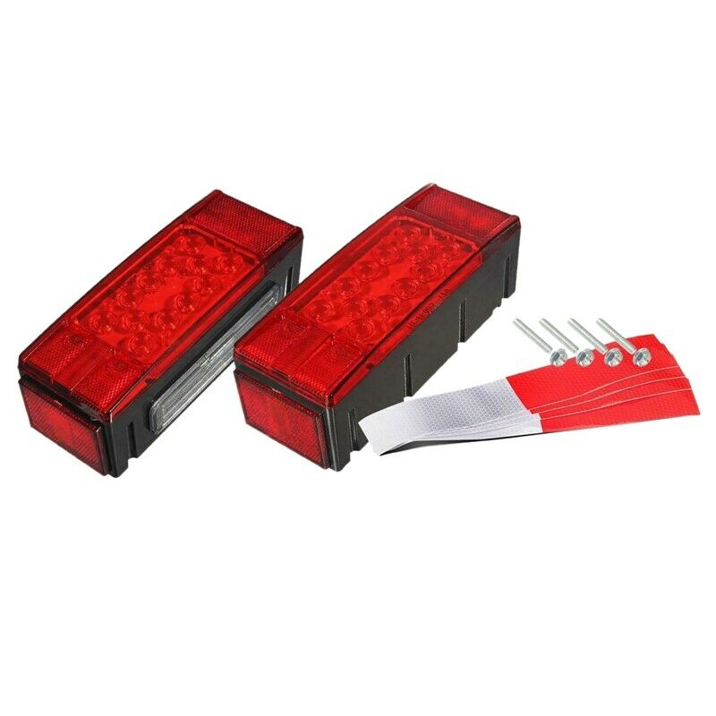 Left+Right/Over 12 LED Diodes Waterproof Red Trailer Boat Rectangle Stud StoR2E7
