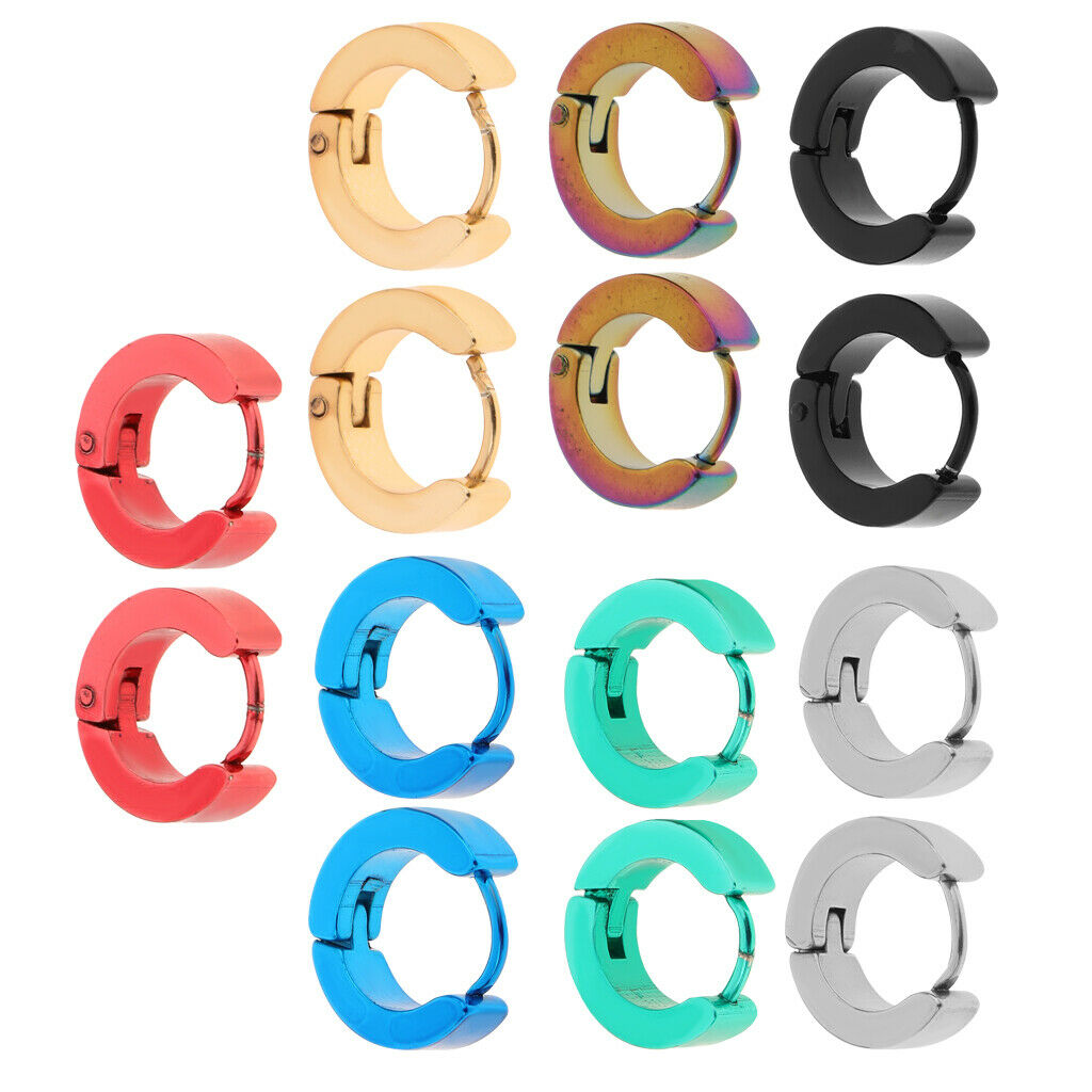 14 Pieces Stainless Steel Women Hoop Earrings for Men Huggie Ear Piercings .