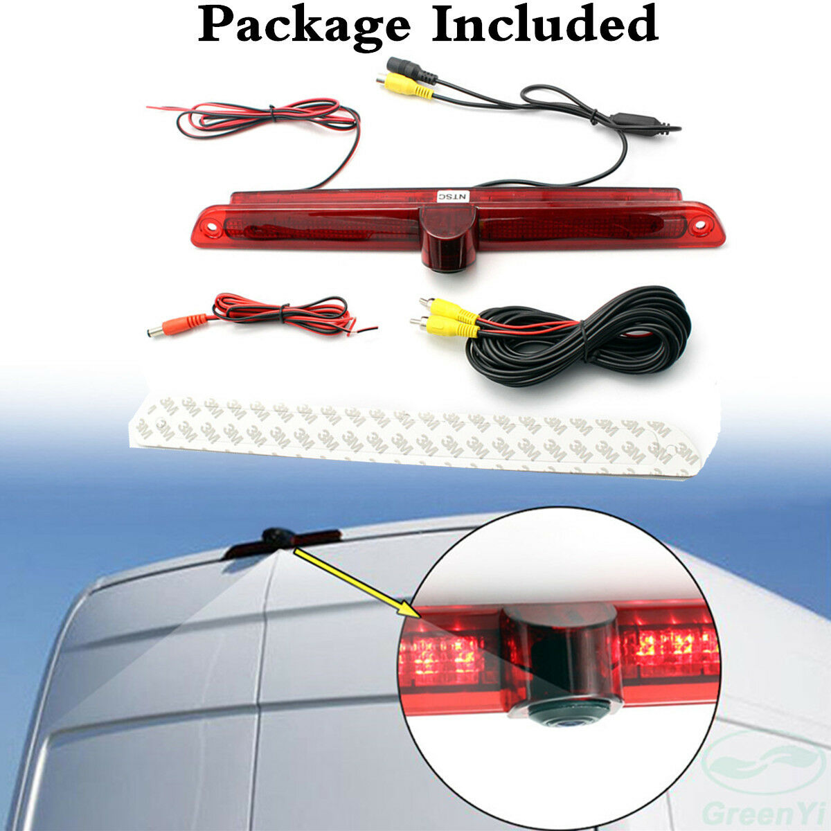 2 In 1 Car Reversing Rear View Camera+ LED Brake Light For Benz Sprinter 07-15