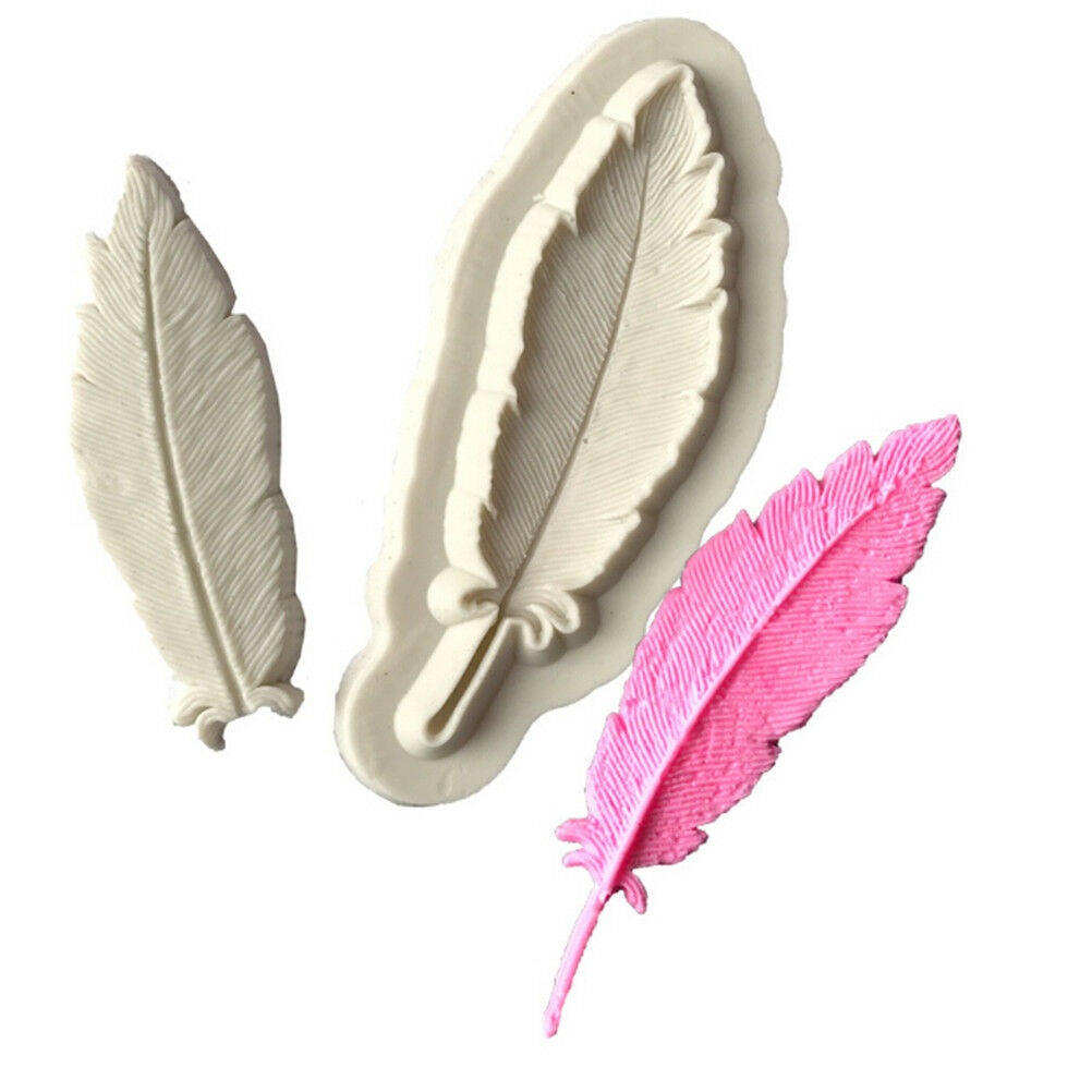 2pcs Feather Silicone Mold Fondant Mold Cake Decorating Tools Chocolate M.l8