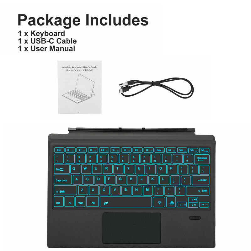 7 Color Wireless Cover Magnetic Keyboard for Microsoft Surface Pro 3/4/5/6/7