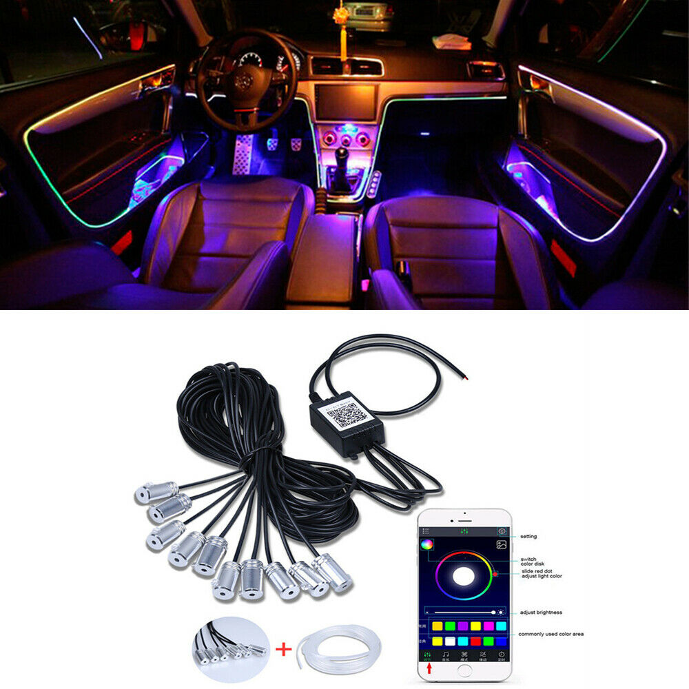 10 in 1 Car Interior Atmosphere Light LED Decorative RGB Light BT App Control
