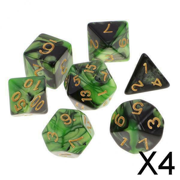 4X Polyhedral Dice D4 D6 D8 D10 D12 D20 Multi Side Dices Set Role Play Prop