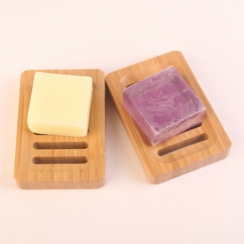 Bamboo Soap Dish Natural Color Container Tray for Shower Countertop Outdoor