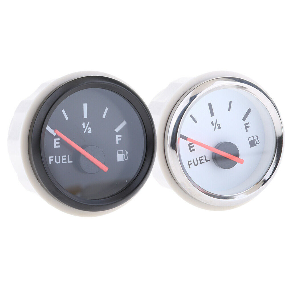 2Pcs 2inch White Boat Car Fuel Oil Level Gauge Meter LED-Display Universal