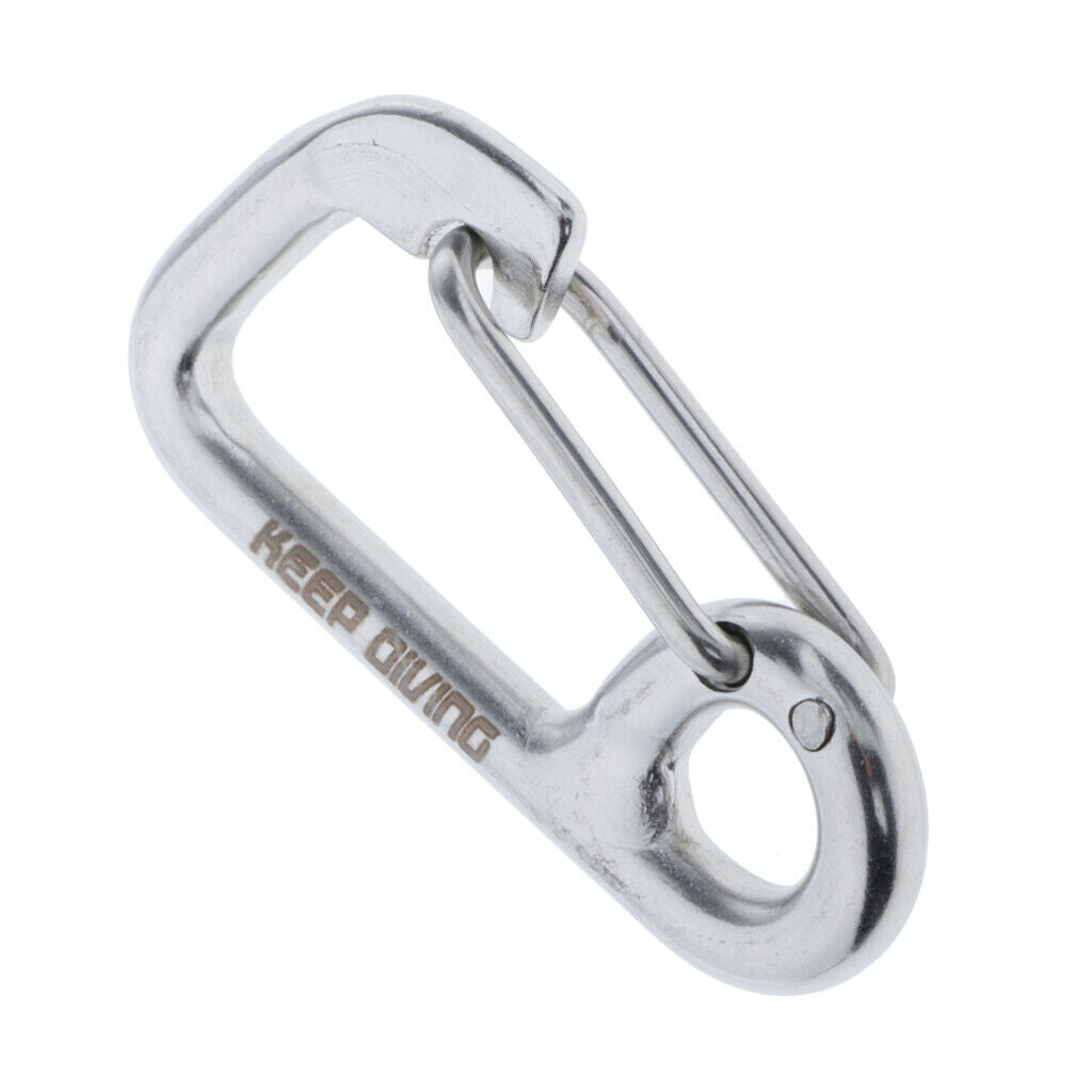 Stainless Steel Snap Spring Buckle Hook BCD Finger Spool Dive Safety Clip