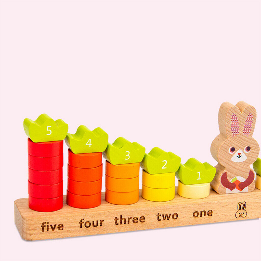 Wooden 54pcs Building Blocks Rabbit Balance Math Stacking Counting Learning