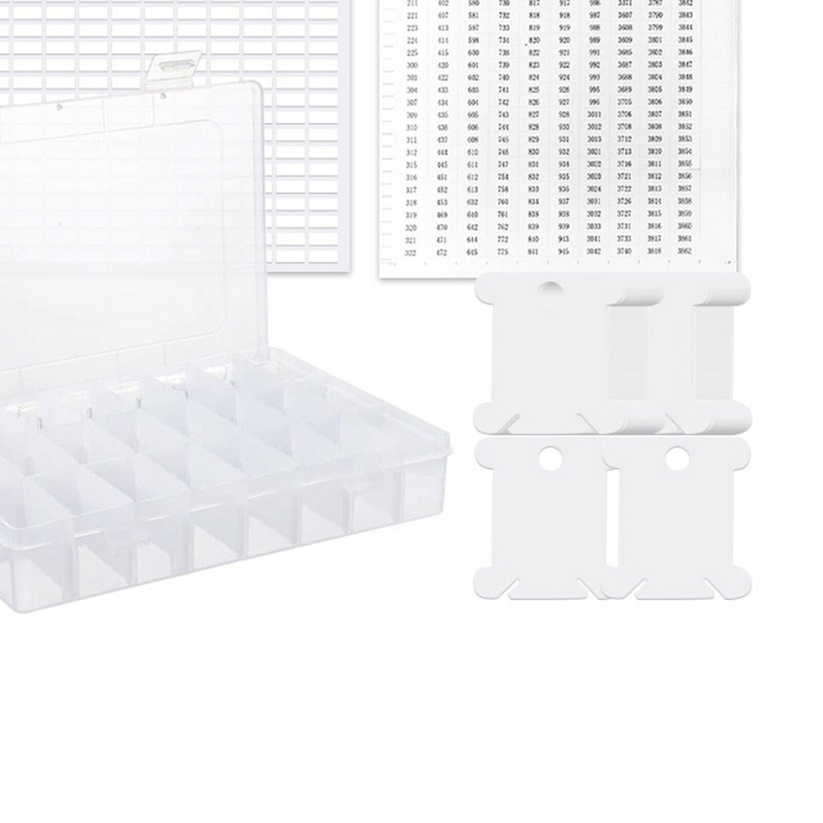 150pcs Plastic Floss Thread Bobbins with 24Grids  Embroidery Floss Organizer Box