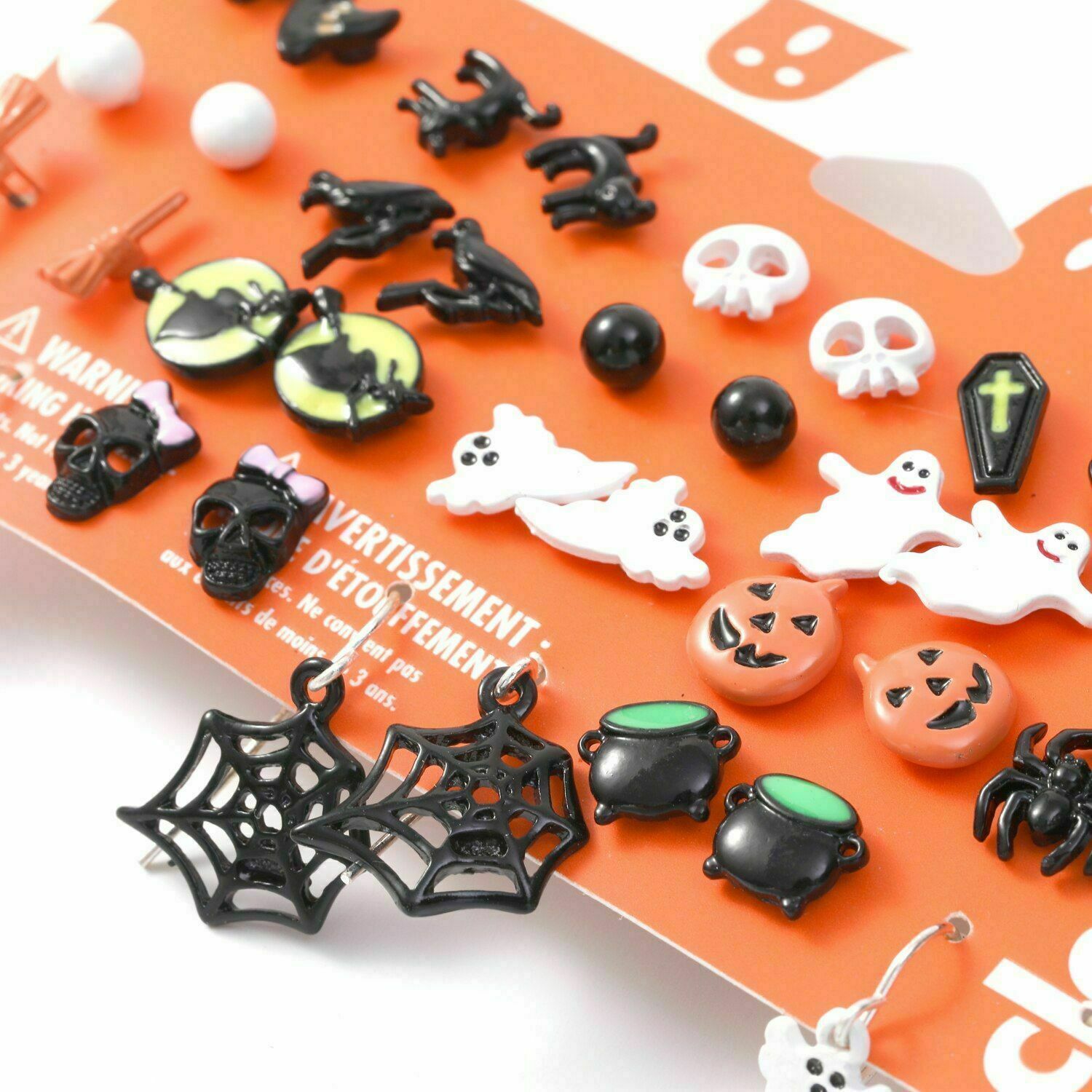 20 Pairs Women Girl Bat Pumpkin Lamp Spider Halloween Christmas Stud Earring Set