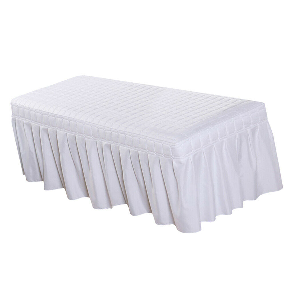 Spa Massage Table Cover Sheet with Bedskirts Beauty Bed Skirt White 75x31