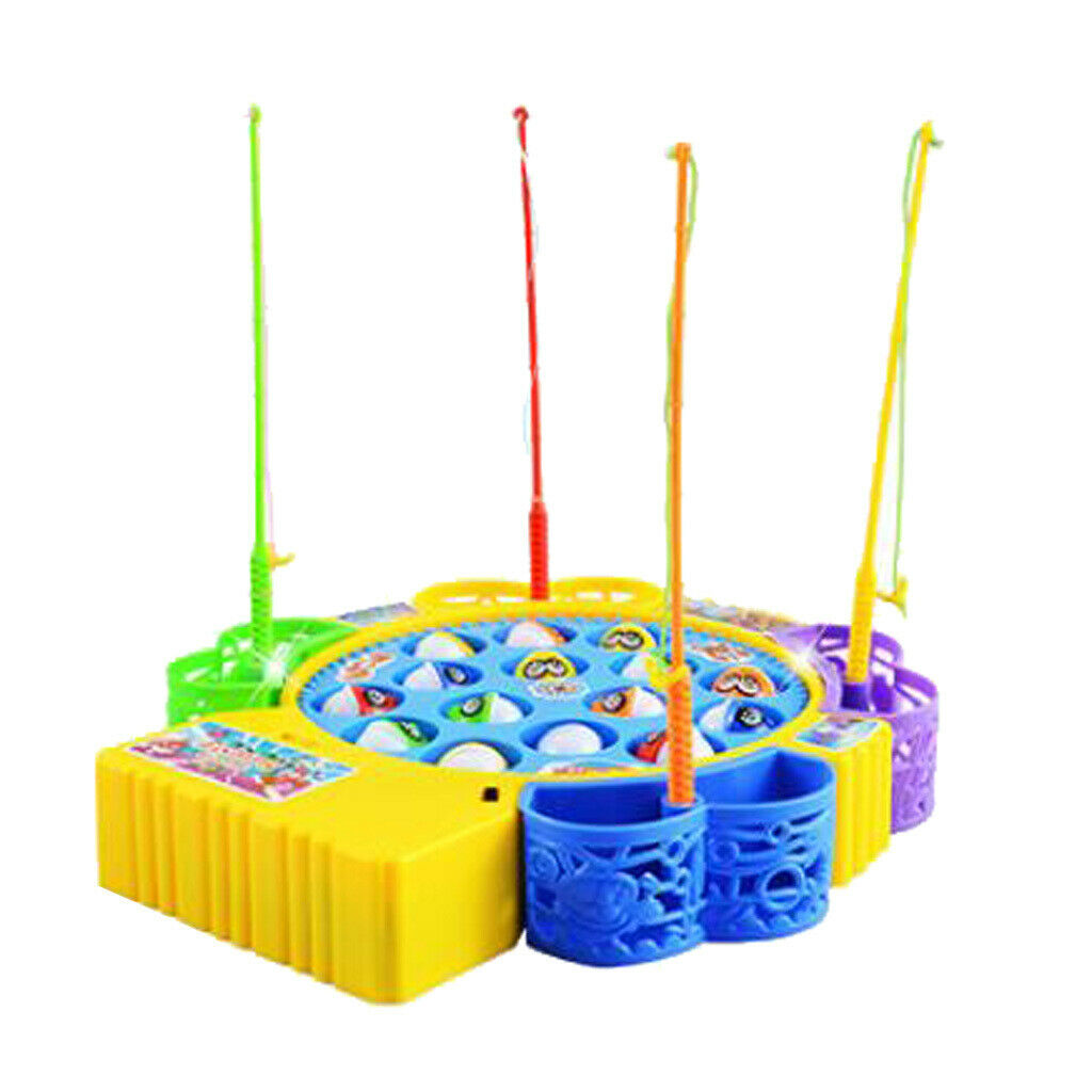 Toddler Musical Magnetic Fishing Game Rotate Board Early Educational Toys