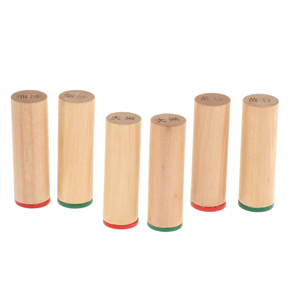 6pcs Wooden   Sensorial Auditory Training Material Sound Cylinders