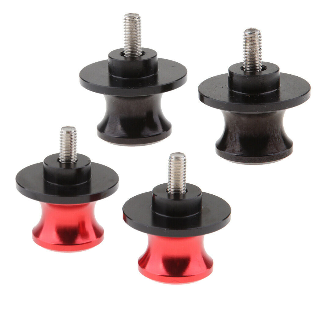 4 Pieces 6mm Motorcycle CNC Swing Arm Slider Spools for Yamaha Black+Red