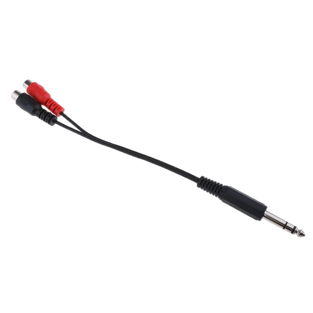 6.35mm Male Plug to 2-Female RCA   Audio Adapter Cable - 200mm/ 0.66 Feet