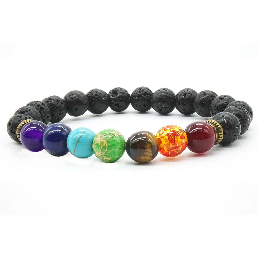 Bracelet " Healing Of 7 Chakras " IN Stones Lava - New