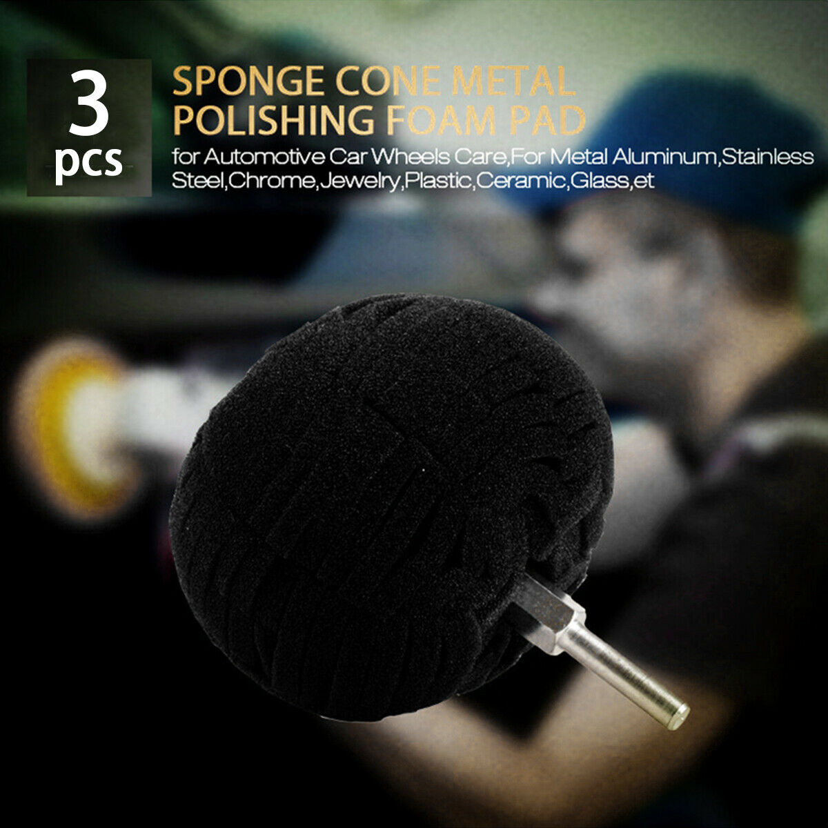3Pc Black 3" Buffing Ball Finishing Buff Polishing Pad For Car Cleaning Buffing