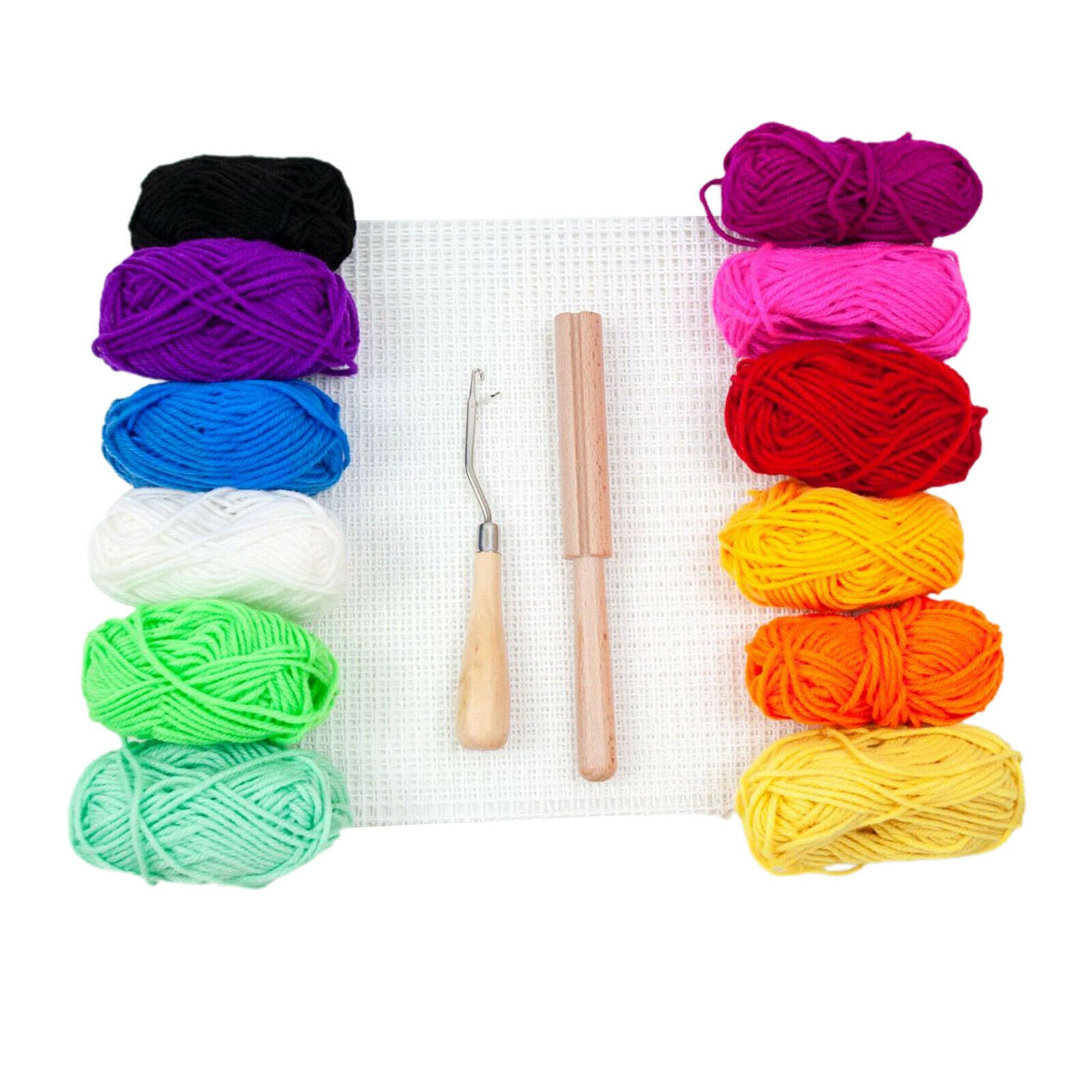12pcs Latch Hook Rug Yarn Kits Needlecraft Supplies Crochet Equipment Kit