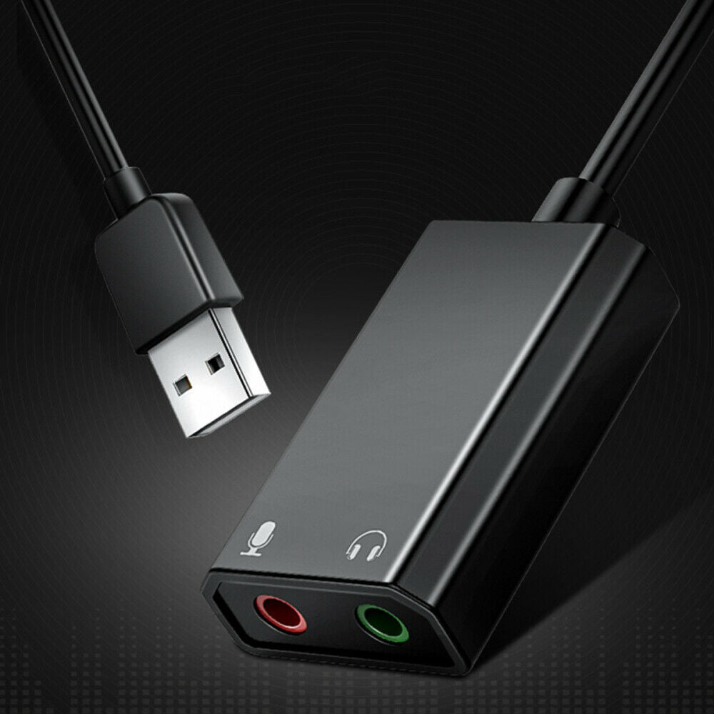 External USB Sound Card Audio Adapter 3.5mm For Headset Mic Jack Laptop PC