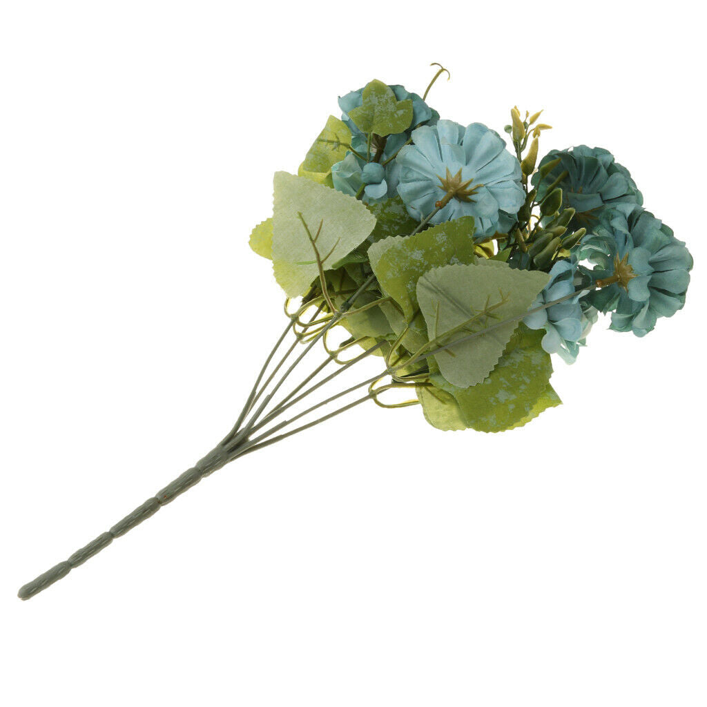 Artificial Chrysanthemum Ball Silk Flowers Bouquet for Home Decor Blue