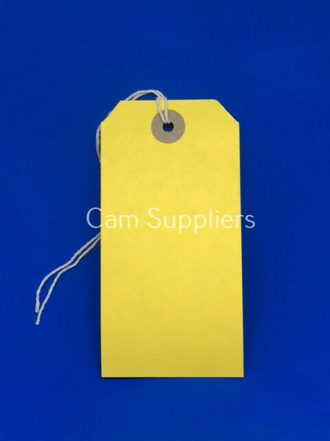 1000 Yellow Strung Tags 120 x 60 mm String Tie Parcel Label Ticket 120mm x 60mm