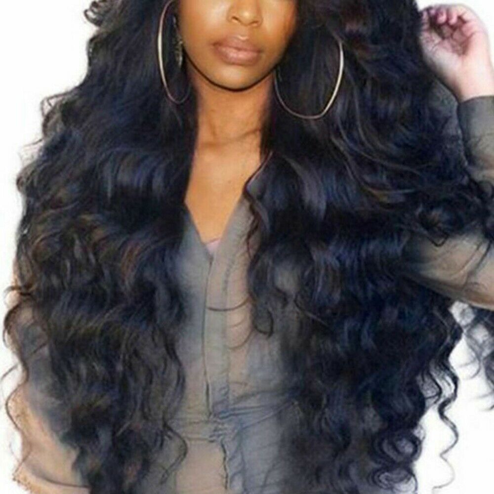 US Women Full Wig Brazilian Remy Human Hair Body Wave Lace Front Human Hair Wigs